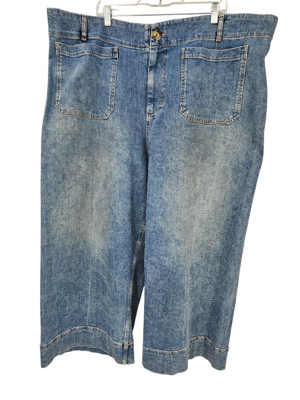 Anthro Pilcro The Skipper Crop Wide Leg Jeans Medium Wash Women's 26 High Rise - Picture 4 of 15